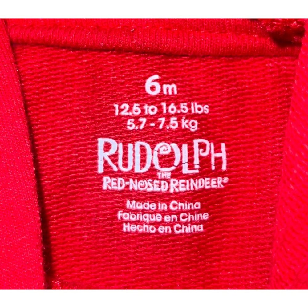 Rudolph Christmas Baby Boy’s Hooded Sleeper Long Sleeve Pajamas Size 6 Months - Picture 2 of 2